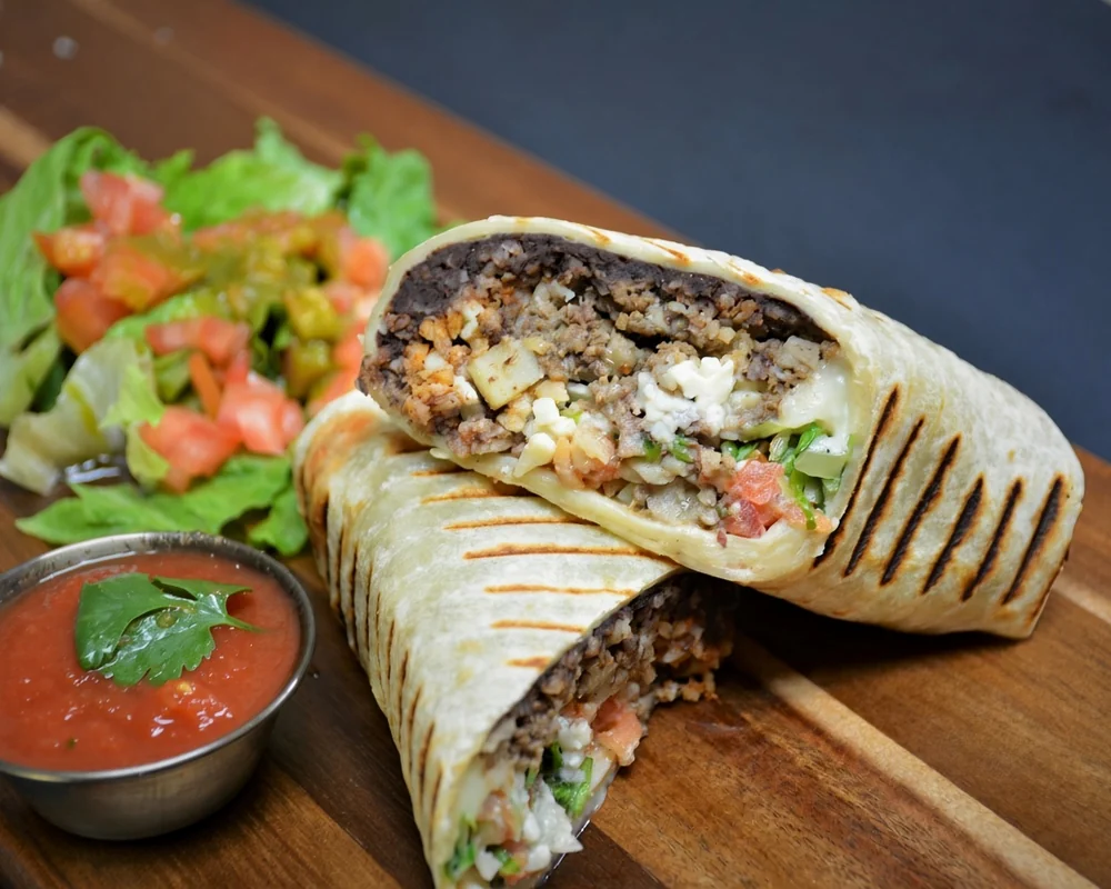 Tres Marias burritos on wheat or spelt tortillas in Calgary, AB